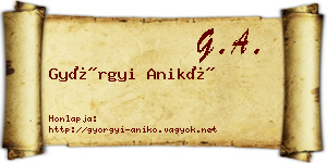 Györgyi Anikó névjegykártya