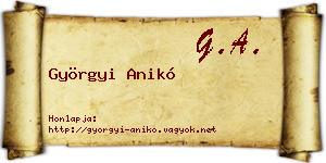 Györgyi Anikó névjegykártya